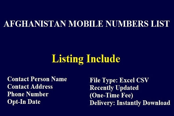 Afghanistan Mobile Numbers Data