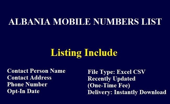 Albania Mobile Numbers Data