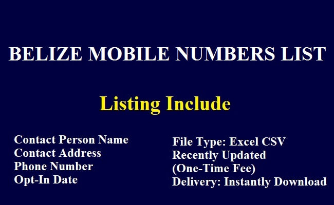 Belize Mobile Numbers Data