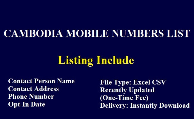 Cambodia Mobile Numbers Data