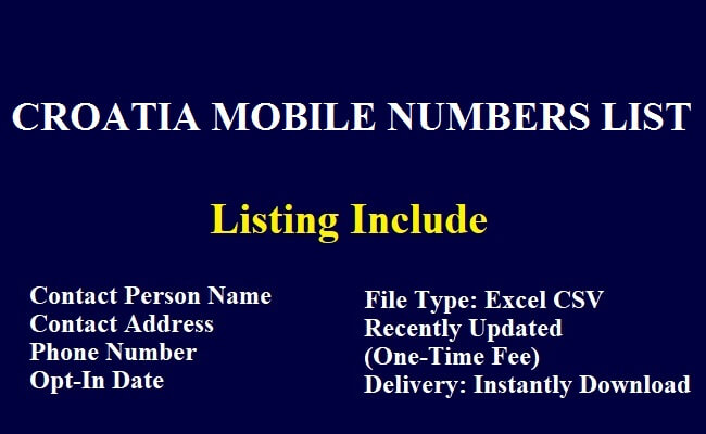 Croatia Mobile Numbers Data