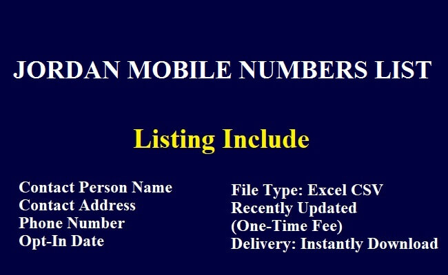 Jordan Mobile Numbers Data