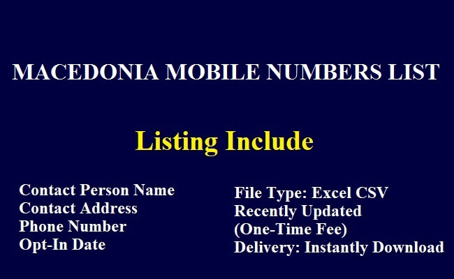 Macedonia Mobile Numbers List