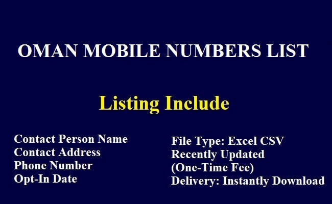 Oman Mobile Numbers Data