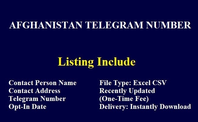 AFGHANISTAN TELEGRAM NUMBER